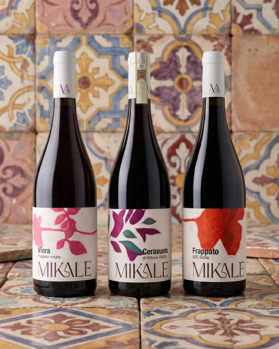 Bottiglie MikAle su piastrelle siciliane
